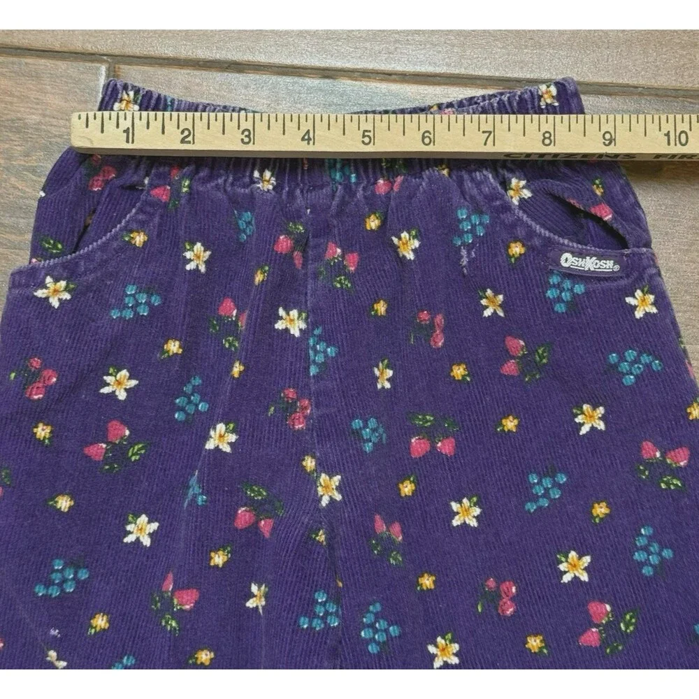 Vintage Oshkosh BGosh Girl's 5 Corduroy Fruit Pants Strawberries Blueberries USA